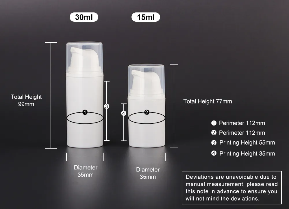 Airless bottles for cosmetics