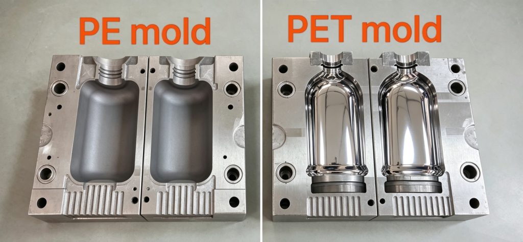 Can PE and PET bottles use the same mould?