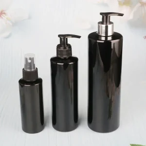 Cylinder Black Lotion Pump Bottles